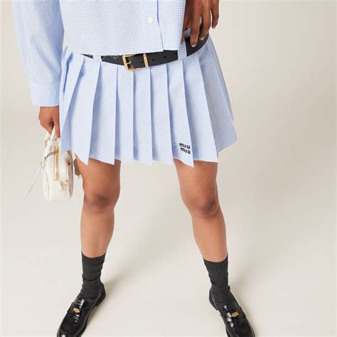 White/light Blue Gingham Check Skirt 